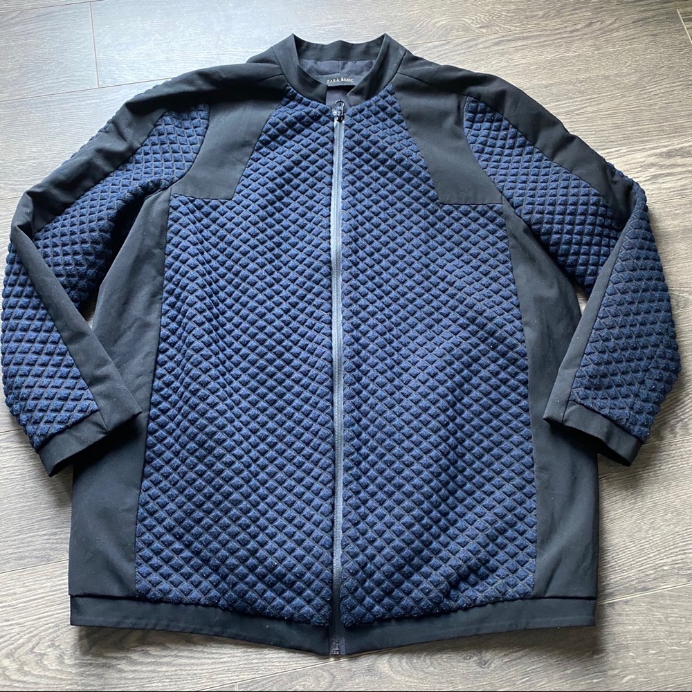 Zara Quilted diamond blue and black jacket